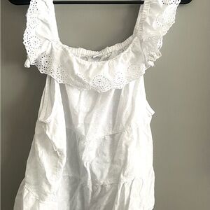 Old Navy White Eyelet Off-the-Shoulder Tiered Tank Top